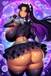 1female 1girls ai_generated blackfire breasts_bigger_than_head clothed clothing dc dc_comics female female_only maid_outfit maid_uniform smiling solo_female teen_titans teeth visible_teeth