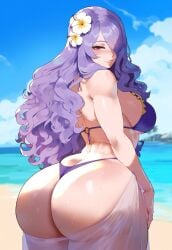 1girls ai_generated ass ass_focus bikini camilla_(fire_emblem) camilla_(summer)_(fire_emblem) creamy_ai curvy dat_ass fat_ass from_behind huge_ass large_breasts pawg purple_eyes purple_hair sarong see-through solo thiccwithaq_(ai_style) thick_ass thick_thighs wide_hips