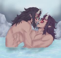 2boys clonecest demon demon_boy demon_horns demon_humanoid demon_slayer dominant dominant_male domination flirting green_eyes green_sclera groping hantengu horny horny_male hot_spring japanese japanese_clothes japanese_clothing japanese_male karaku kimetsu_no_yaiba kissing long_bangs long_hair long_hair_male male male_focus male_only male_penetrating muscles muscular muscular_male pointy_ears red_eyes red_sclera sekido selfcest sharp_teeth submissive submissive_male tan-skinned_male tan_skin trcgirl upper_moon yaoi