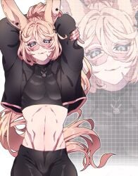 abs bottom_heavy_femboy bunny_boy bunny_ears femboy pink_hair skin_tight sol whore