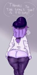 alien alien_humanoid ambiguous_gender ass ass_exposed ass_focus astha_(skittydrawings) back_view bending_over oc original_character pants pants_down partially_clothed skittydrawings solo solo_focus