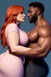 ai_generated bryce_dallas_howard dark-skinned_male dark_skin interracial muscular_male pawg