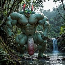 1boy ai_generated angry blue_nose claws disney flaccid furry giant glowing_eyes green_body green_eyes green_skin horny huge_balls huge_cock hulked_out hyper hyper_balls hyper_muscles hyper_penis jungle lilo_and_stitch muscular precum pubes pubic_hair realistic river sharp_claws sharp_teeth solo stable_diffusion stitch stitch_(lilo_and_stitch) tall veins waterfall