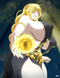 1girls aizalter blonde_hair elden_ring erect_nipples female female_only fromsoftware huge_ass huge_breasts marika's_rune milf nipple_bulge pov queen_marika_the_eternal thick_thighs