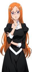 ai_generated bleach cum_on_face glasses inoue_orihime librarian