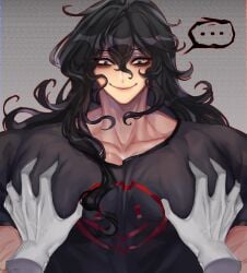 1boy anime_style anon bara bara_tiddies bara_tits barazoku disembodied_hand disembodied_hands feeling_up grabbing_another's_breast grabbing_breasts grabbing_pecs himbo ivutyozo john_doe_(game) john_doe_(john_doe) muscles muscular muscular_male pec_grab pec_grasp pec_squeeze pectoral_grab pov purpleverse