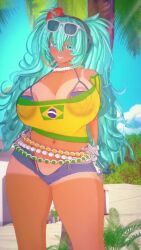  1girls 3d 9:16 animated areola_slip areolae ass beach bead_necklace beads big_areola big_ass big_nipples bikini blue_sky brazil brazilian_female brazilian_flag brazilian_miku breasts curvaceous curvy curvy_female curvy_figure cyan_eyes cyan_hair deluxe_rosie earrings female female_only flower flower_in_hair hatsune_miku headphones hips huge_breasts jean_shorts latin_american_hatsune_miku_(meme) light-skinned_female light_skin long_hair looking_at_viewer micro_bikini music necklace nipple_bulge outdoors palm_tree revealing_clothes sand shirt short_shorts shorter_than_30_seconds sky smile solo solo_female sound standing string_bikini sunglasses sunglasses_on_head swaying tagme tan_body tan_skin tanline tanned tanned_female thick_thighs thighs vertical_video video vocaloid voluptuous voluptuous_female wide_hips 