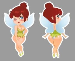blush dat_ass disney dress fairy female female_only front_and_back hair_bun hair_tied_back huge_ass jpeg kairi kawaibutts kingdom_hearts panties red_hair tagme tinker_bell tinker_bell_(cosplay) wings wink