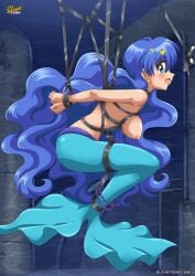 1girls big_breasts blue_clothing blue_eyes blue_hair blue_tail bondage breasts female female_focus female_only hair hanon_hosho houshou_hanon jpeg long_hair mermaid mermaid_girl mermaid_melody_pichi_pichi_pitch mermaid_tail palcomix slavetoon solo tied_up water