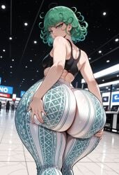 ai_generated ass_focus ass_grab big_ass big_butt big_thighs cute flare_pants forbidden_pants green_eyes green_hair hot huge_ass huge_butt huge_thighs lifting miyuai one-punch_man sexy sexy_body tatsumaki thick thick_ass thick_butt thick_legs thick_thighs