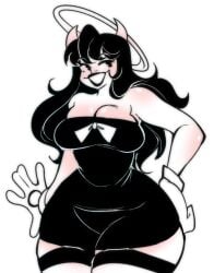 alice_angel bendy_and_the_ink_machine black_and_white fully_clothed hand_on_hip huge_thighs tagme thick_thighs