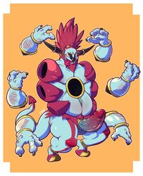 2015 abstract_background ass balls big_penis disembodied_hand dogfu erection feral full-length_portrait full_length glans hair hoopa looking_at_viewer male male_only multi_tongue navel nintendo nipples nude open_mouth orange_eyes penis pokemon portrait pubes red_hair sharp_teeth smile solo standing teeth tongue tongue_out uncut vein veiny_penis video_games virga-draconem