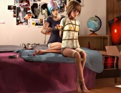 2girls 3d 3d_(artwork) ball_gag_unused bed bedroom bondage bondage bound chloe_price dominant dominant_female domination female female_focus female_only human human_only life_is_strange light-skinned_female light_skin max_caulfield rope rope_between_breasts rope_bondage skyripe thighs