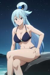 aqua bikini breasts female girl konosuba lake night pinku pinku.ai pinkuai