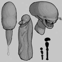 1:1 absurd_res alien alien_(franchise) ambiguous_gender big_penis genitals hi_res humanoid monochrome neutralheadrest penis size_difference solo thick_penis xenomorph