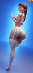 anna_(frozen) ass big_ass disney fat_ass frozen_(film) large_breasts lingerie looking_back smitty34 tagme thick_thighs thighhighs thighs