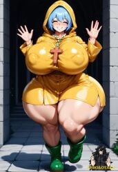 1girls ai_generated big_ass big_breasts closed_eyes friki8otaku greeting huge_ass huge_breasts luce_(vatican) smile solo solo_female standing