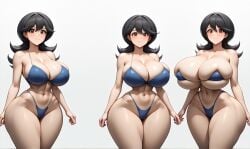 ai_generated bikini black_hair blue_bikini breast_expansion brown_eyes enormous_breasts gigantic_breasts highleg_bikini hourglass_figure huge_breasts massive_breasts mindy_(yu-gi-oh!) momoe_hamaguchi shonen_jump shounen_jump shueisha simple_background skindentation thick_thighs very_wide_hips weekly_shonen_jump weekly_shounen_jump wide_hips yu-gi-oh! yu-gi-oh!_gx yuu-gi-ou yuu-gi-ou_gx zakvar