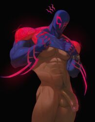 abs balls bara biceps big_balls big_penis circumcised daddy dark_male_only erection frde male male_nipples male_only manly marvel mature_male miguel_o'hara muscular_male nipples pecs penis spider-man spider-man:_across_the_spider-verse spider-man_(series) spider-man_2099