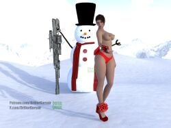 , 3d_(artwork) breasts breasts breasts_out christmas first_decendant hailey_(the_first_descendant) snowman the_first_descendant xmas