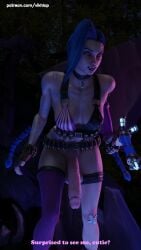 3d blender blue_hair blue_hair_female bottomless dubious_consent english english_text futanari gun jinx_(league_of_legends) vikhlop