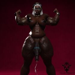 1futa 3d 3d_(artwork) african big_breasts blue_eyes breasts cum cum_drip dark-skinned_futanari dark_skin flexing flexing_bicep futa_only glowing_eyes huge_cock marvel marvel_rivals muscular muscular_futanari nipples nude penis solo solo_futa storm_(x-men) valentine_mafia3d veiny_penis white_hair x-men