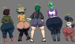 5girls absurd_res absurd_resolution absurdres action_lines alternate_version_available ass ass_focus ass_size_chart ass_size_difference back_view bare_ass bendraws big_ass big_butt blue_hair bottom_heavy bottom_heavy_female braid braided_hair braided_ponytail brown_hair bub bubble_ass bubble_butt camila_noceda curvaceous curvy curvy_female curvy_figure dark-skinned_female dark_skin disney disney+ emira_blight exposed_ass fat_ass female female_focus female_only gray_background green_hair grey_background hair_bun height_difference hi_res high_resolution highres huge_ass huge_butt kikimora_(the_owl_house) large_ass light-skinned_female light_skin long_hair mature mature_female milf motion_lines movement_lines multicolored_hair multiple_girls odalia_blight pants_down short_hair shorts shortstack simple_background size_difference tagme the_owl_house thick_ass two_tone_hair vee_(the_owl_house) viewed_from_behind voluptuous voluptuous_female