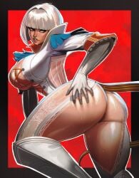 1girls ass big_ass big_breasts breasts dark-skinned_female dark_skin devil_may_cry devil_may_cry_4 female female_only franzilla gloria_(devil_may_cry) huge_ass huge_breasts large_ass large_breasts short_hair trish_(devil_may_cry) white_hair