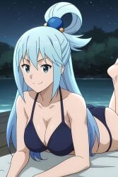 aqua bikini breasts female girl konosuba lake night pinku pinku.ai pinkuai