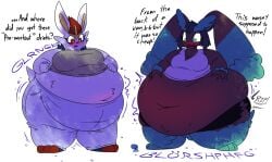 bbw big_breasts blueberry_inflation breasts cinderace female furry huge_breasts inflation lopunny overweight pokemon pokemon_(species) tagme thatoneaceguy thick_thighs wide_hips