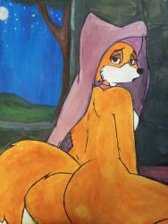 ass bedroom female fox furry maid_marian naked night orange_body painting portrait robin_hood_(disney) solo spanky15