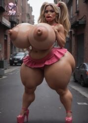 ai_generated bimbo bimbo_body bimbo_lips bimbofication day female gigantic_ass gigantic_breasts huge_nipples human human_female hyper hyper_ass hyper_breasts light-skinned_female light_skin milf nipples outdoors p1xel-v1xen solo solo_female venus_body