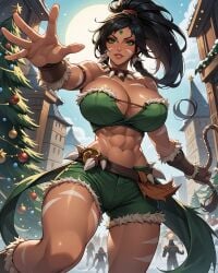 1girls abs ai_generated big_breasts black_hair black_hair_female boob_focus breast_focus bust_focus christmas ear_piercing ear_piercings ear_ring ear_rings earring earrings female female_abs female_focus female_only forehead_gem forehead_jewel gem_on_forehead green_eyes green_eyes_female hi_res high_res high_resolution highres huge_breasts jewel_on_forehead large_breasts league_of_legends long_hair long_hair_female looking_at_viewer nidalee ponytail ponytail_female riot_games shiny shiny_abs shiny_breasts shiny_legs shiny_skin skimpy skimpy_clothes skimpy_costume skimpy_outfit smile smile_at_viewer smiling_at_viewer solo solo_female solo_focus thealphega tooth_necklace tribal_markings tribal_tattoo tribal_tattoos