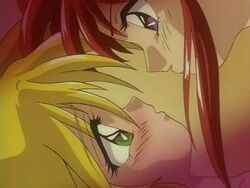 2girls animated female kissing multiple_girls ninpou_midare_karakuri red_hair sagari_(ninpou_midare_karakuri) suzuka_(ninpou_midare_karakuri) yuri