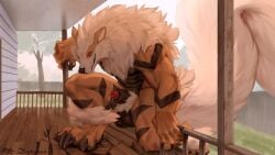 16:9 2025 animal_genitalia animal_penis anthro arcanine balls big_balls big_tail biped black_balls black_body black_fur black_sheath bodily_fluids canine_genitalia canine_penis claws digital_media_(artwork) digitigrade dripping finger_claws fluffy fluffy_tail fur generation_1_pokemon genital_fluids genitals huge_tail looking_at_viewer male male_anthro multicolored_body multicolored_fur muscular muscular_anthro muscular_male neck_tuft nintendo orange_body orange_fur paws penis penis_tip pokemon pokemon_(species) precum precum_drip red_eyes red_penis sheath smile smiling_at_viewer solo tail tan_body tan_fur toe_claws tuft widescreen zephyxus