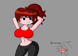 1boy 1boy1girl 1boy1girls 1girl1boy 1girl1boys 1girls ass auburn_hair belly big_ass big_ass_(female) big_breasts big_butt big_hips big_thighs black_pants blouse blush boyfriend-girlfriend breasts canon_couple clothed clothes clothing demon demon_girl dialogue drooling eyebrows female female_human fixed_version friday_night_funkin friday_night_funkin_mod fully_clothed fully_clothed_female girlfriend_(friday_night_funkin) grabbing_hair grabbing_own_hair grey_background hands_behind_head hat hips huge_breasts human humanoid long_hair looking_at_another looking_at_viewer male marios_madness open_mouth pants red_blouse red_shirt shaded shading shirt short_shirt simple_background simple_shading sleeveless sleeveless_shirt smile so_cool_gf so_cool_girlfriend solo solo_female surprised surprised_expression surprised_face thighs white_bodysuit white_eyes white_skin