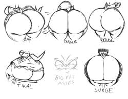 1boy 5girls amy_rose anthro ass ass_focus bat big_ass big_butt bubble_ass bubble_butt butt_focus echidna furry hedgehog huge_ass huge_butt lemur male rouge_the_bat sega shadow_the_hedgehog sonic_(series) sonic_the_hedgehog_(series) surge_the_tenrec tangle_the_lemur tenrec tikal_the_echidna ultimateshadow