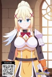 ai_generated armor armored_dress bangs blonde_hair blue_eyes blush braid breastplate breasts closed_mouth clothing darkness_(konosuba) dress female female gloves hair_between_eyes hair_ornament indoors kono_subarashii_sekai_ni_shukufuku_wo! large_breasts littlehentai long_hair looking_at_viewer ponytail savitar savitar_(artist) shoulder_armor sidelocks smile solo standing sword_art_online tied_hair x_hair_ornament