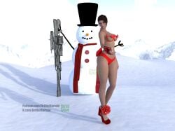 , 3d_(artwork) breasts breasts breasts_out christmas first_decendant hailey_(the_first_descendant) snowman the_first_descendant xmas