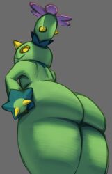 ambiguous_gender ass colored elemental_creature flora_fauna furry green_body green_skin hi_res humanoid low-angle_view maractus monjja nintendo plant pokemon pokemon_(species) rear_focus rear_view shaded solo yellow_eyes