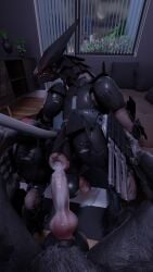 3_toes after_sex biomechanical black_body blade_wolf canid canine canis clawed_feet cum cum_drip cum_dripping_from_ass cum_dripping_from_penis cum_in_ass cum_inside cybernetics facemask gay_sex glistening glistening_body knife knotted_penis konami long_tail male_only metal_gear metal_gear_rising metal_gear_rising:_revengeance metal_gear_solid platinum_games quadruped robot russy_(artist) sharp_claws sharp_teeth tail teeth weapon weapons werewolf wolf