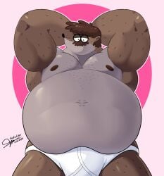 anthro anthro_male bara beefereater big_muscles big_stomach black_eyes black_nose brown brown_hair cartoon_network chubby chubby_male dad_bod daddy dilf fat fat_fur fat_male fatfur father fatty half_naked half_nude looking_down male male_only males muscle muscular muscular_male naked naked_male nipple nipples nude obese obese_male overweight overweight_male point_of_view pov pov_male raccoon regular_show sherm solo solo_male