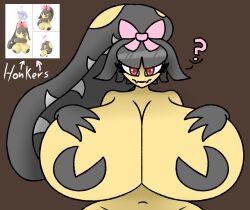 ? baws_(artist) big_breasts bow cute cute_face don't_attack_me_mawile generation_3_pokemon huge_boobs huge_breasts mawile meme plushie pokemon pokemon_(species) reference_image silly video_games