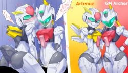 gnr-101a_gn_archer gny-0042-874_gundam_artemie gundam living_machine mecha mecha_focus mecha_girl mobile_suit robot robot_girl tagme zerokun135