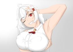 1girls 2d armpit_fetish armpits bakushin_o_armpit_gif_(meme) big_breasts breasts cael erect_nipples_under_clothes erispheria exposed_armpits female female_focus female_only hair_ornament hi_res high_resolution huge_breasts looking_pleasured nipples nipples_visible_through_clothing one_arm_up red_eyes twitch virtual_youtuber vtuber vtuberfanart white_hair youtube youtube_hispanic