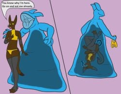 ahuizotl ambiguous_gender anal anal_sex anthro brown_body clothing consentacles duo female goo_creature goo_encasement goo_tentacles goo_vore oral oral_penetration penetration tentacle tentacle_in_ass tentacle_in_mouth tentacle_in_vagina tentacle_penetration toeless_legwear tory_(trinitite) trinitite upside-down vaginal_penetration vore yellow_clothing