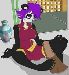 anthro barefoot clothes erection female footjob fur furry horsecock male meditation neophyte-zero panda panda_girl penis round_ears sitting straight toes