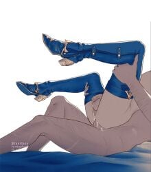 anal_sex cum cum_in_ass flaccid gay gay_sex genshin_impact heels lifting_leg male/male neuvillette_(genshin_impact) spats tanitbox thigh_grab thighhighs wriothesley_(genshin_impact)