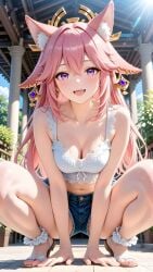 ai_generated cat_ears curvy_body genshin_impact pink_hair purple_eyes xxx_vrouw yae_miko yae_miko_(genshin_impact)