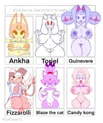 6+girls animal_crossing ankha big_ass big_breasts blaze_the_cat candy_kong casual_nudity deadass_77 donkey_kong_(series) doubutsu_no_mori female female_only fizzarolli_(helluva_boss) guinevere helluva_boss huge_ass huge_breasts knights_of_guinevere nairu nairu_(doubutsu_no_mori) nile_(doubutsu_no_mori) nintendo nude sega sonic_(series) sonic_the_hedgehog_(series) teasing toriel undertale